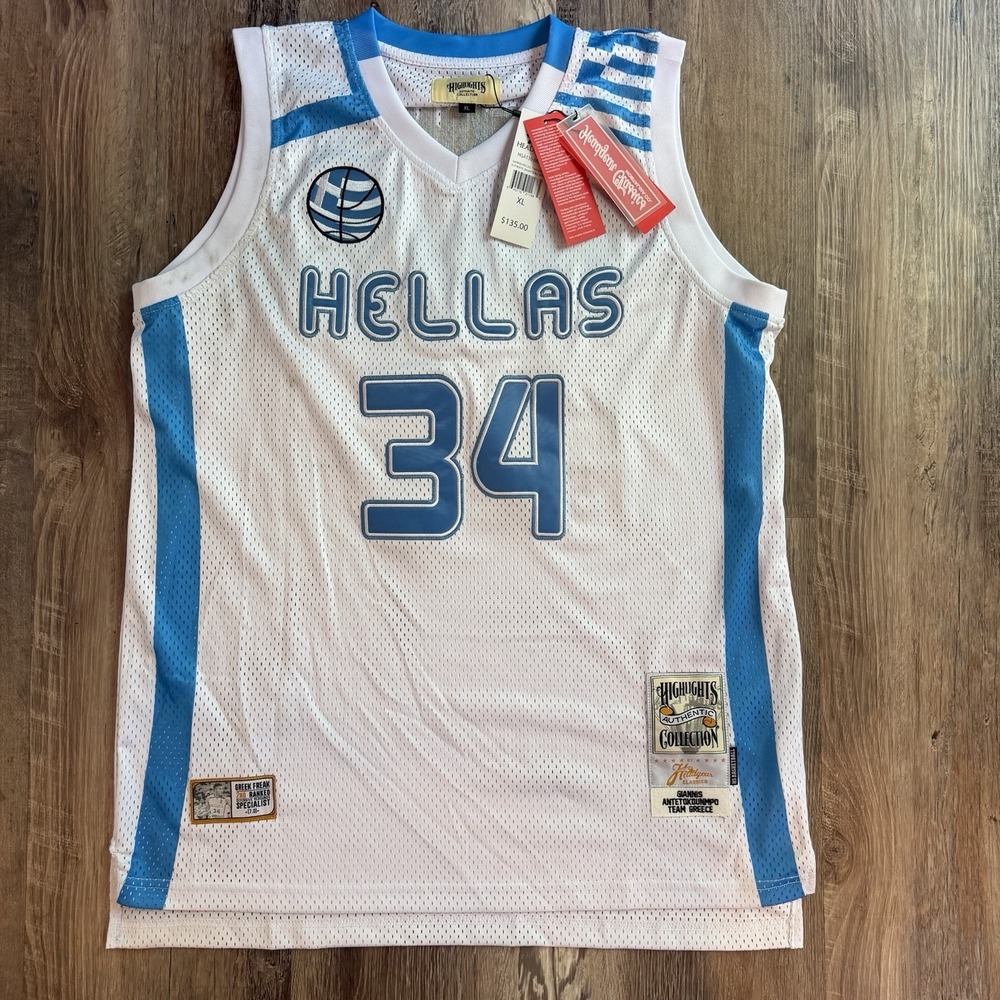 NWT Giannis Antetokounmpo Jersey Size XL Hellas Team Greece Headgear Classics
